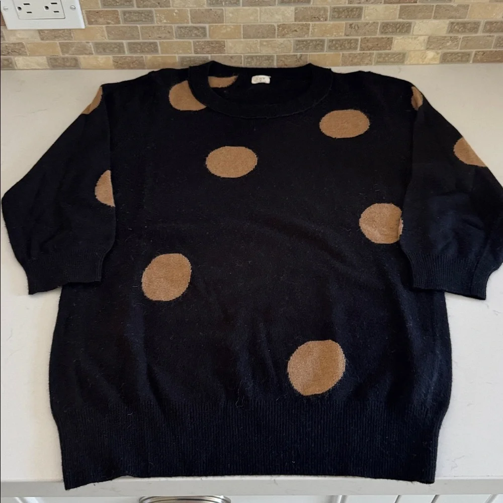 J. Crew Black Polka Dot Wool Blend Sweater Size: M ✨